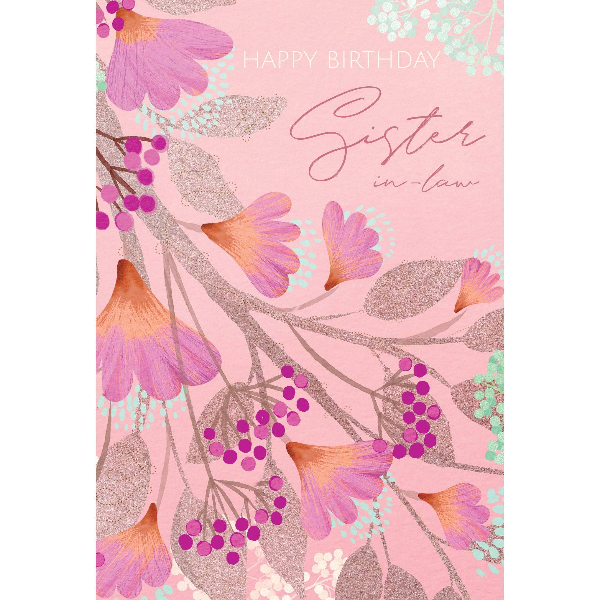 Pictura Blooming Branch birthday card for sister-in-law featuring colorful floral design and elegant greeting.
